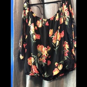 Plus size floral blouse off the shoulders